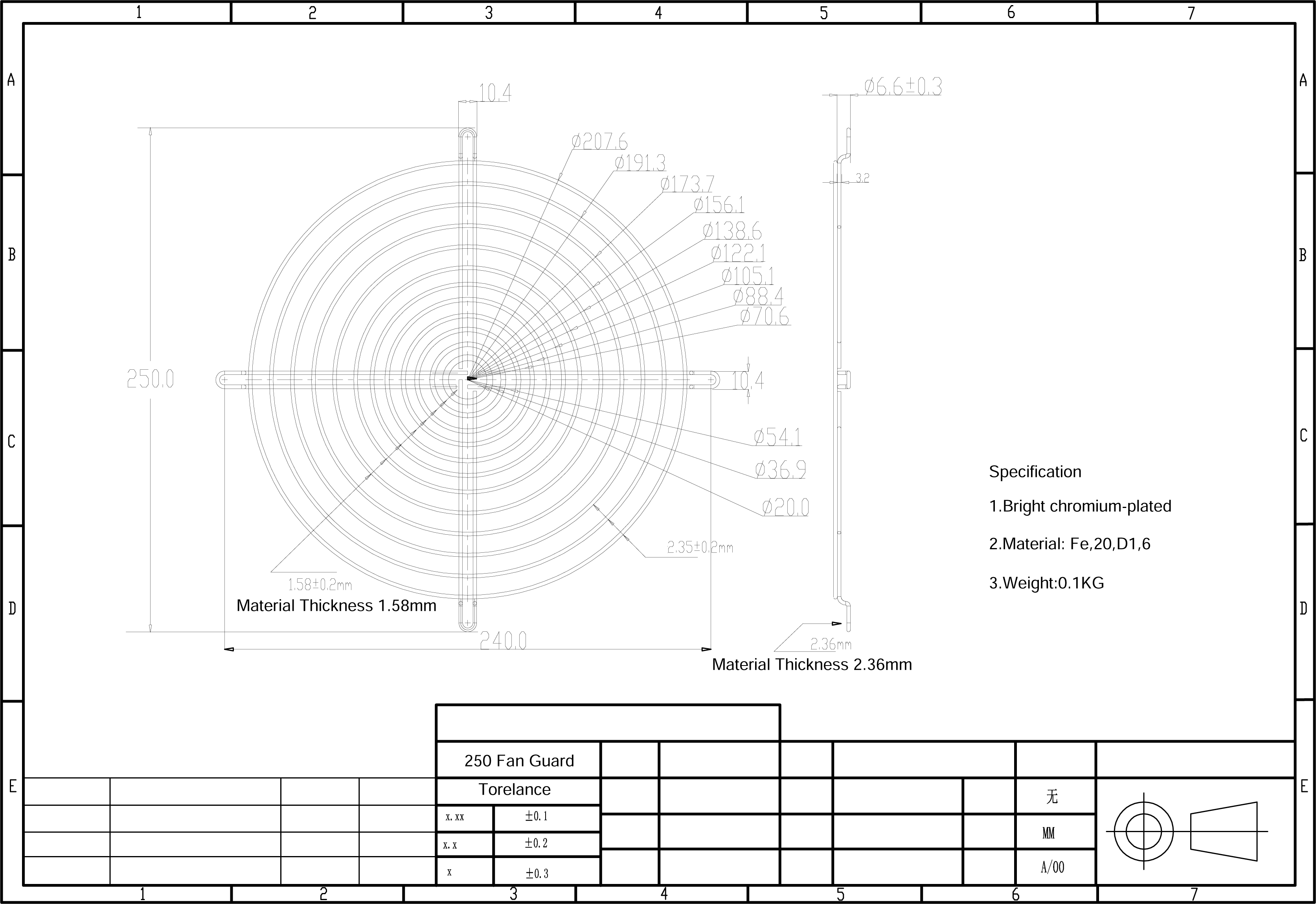 Lüftergitter für 250mm Lüfter